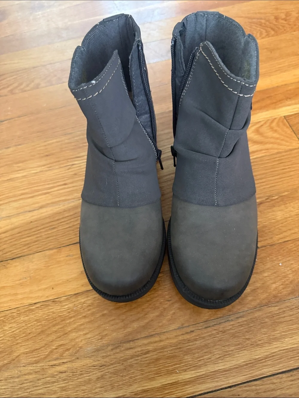 Women's Gray Ankle Boots with Side Buckle